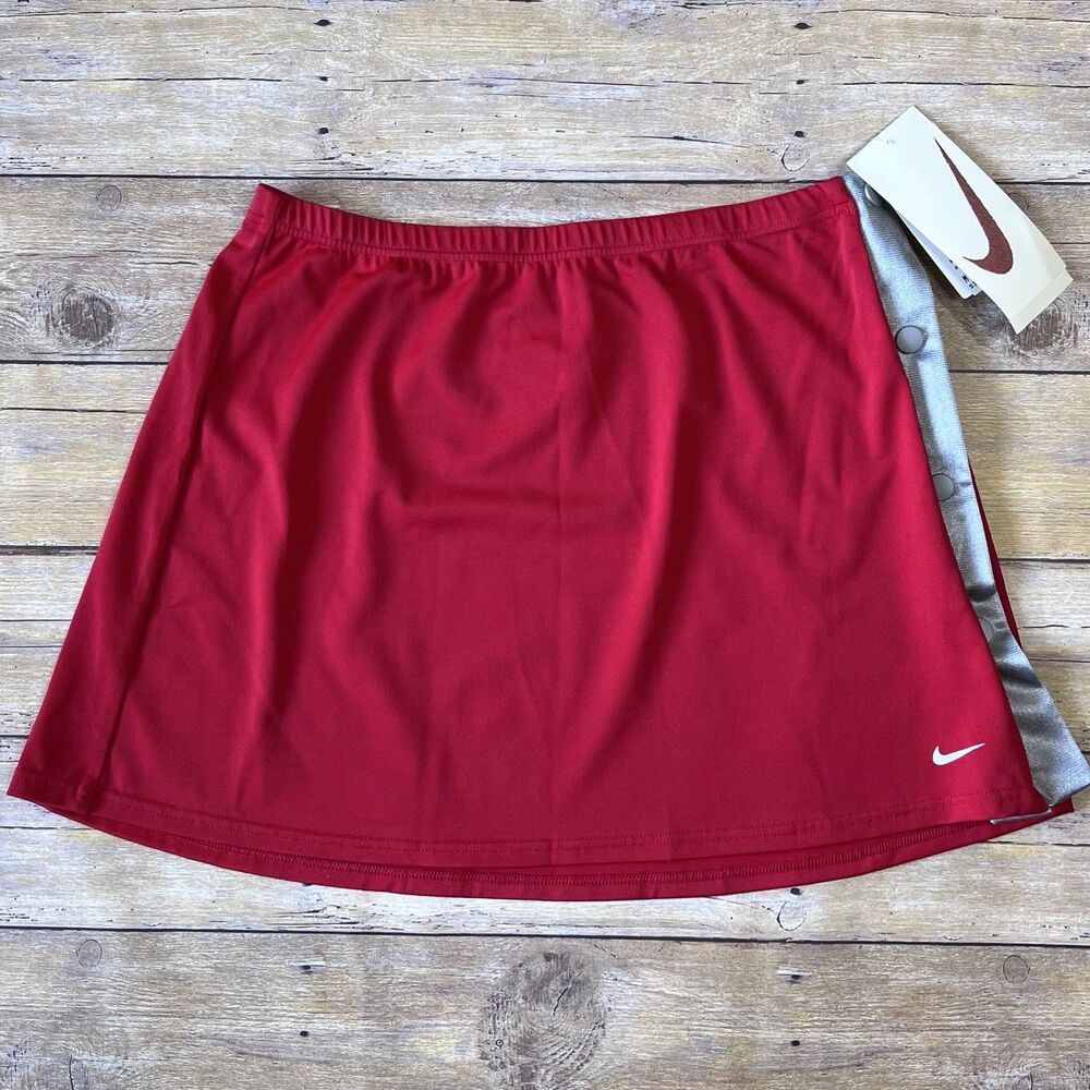 Vintage Nike Womens Red Grey Snap Side Wrap Athletic‎ Tennis Skirt N2700 Medium